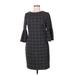 Lauren by Ralph Lauren Casual Dress - Sheath Crew Neck 3/4 sleeves: Gray Plaid Dresses - Women's Size 6