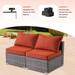 XIZZI Patio Furniture 8-Piece Sectional Sofa Set Swivel Rocker with Fire Pit Table