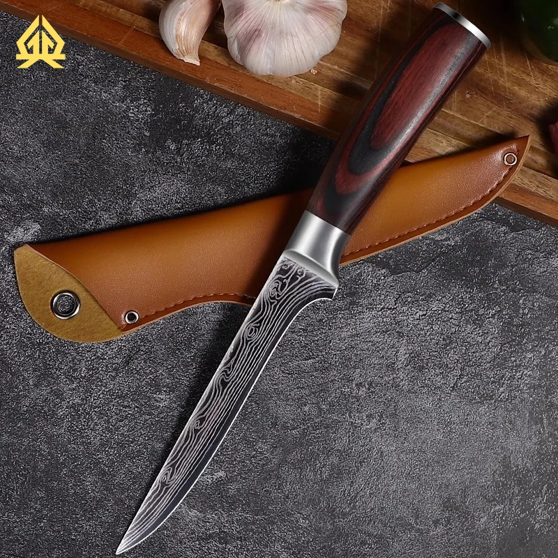 Xtl Damaskus Getreide knochen entfernungs messer, High-End-Küchenmesser, Küchenmesser, Fleisch messer, Obst messer. Mit Messer abdeckung Image
