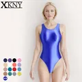 XCKNY satin glossy One piece swimsuit women's sexy tight silk glossy swimsuit oil smooth swimsuit