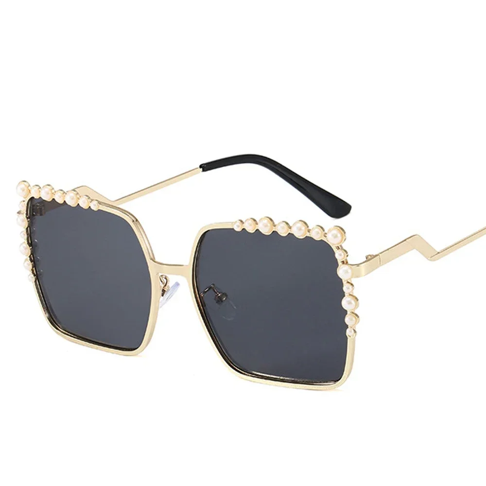 Neue Luxus Perle Sonnenbrille Frauen Marke Designer Fashion Shades Platz Übergroßen Sonnenbrille Großen Platz für Damen Image