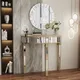 Half Moon Console Table Modern Silver Mirrored Living Room Console Entryway Table