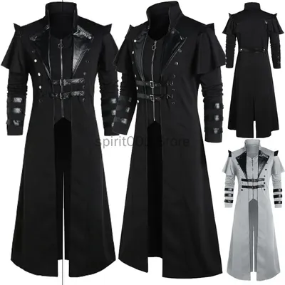 Vintage Halloween Mittelalter Steampunk Assassin Elfen Piratenkostüm Erwachsene Männer Schwarze Image