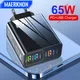 65W 6 Ports PD Type C Charger Fast Charging For IPhone 13 14 15 Pro Max Travel Charger Adaptor For