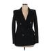 Zara Blazer Jacket: Below Hip Black Print Jackets & Outerwear - Women's Size X-Large
