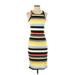 Casual Dress - Sheath Crew Neck Sleeveless: Yellow Stripes Dresses - Women's Size Small