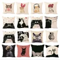 Simple soft cat style linen Pillow cover Home room hotel quality cat Decorative Pillowcase Bedding