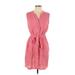 Faded Glory Casual Dress - Shirtdress: Pink Polka Dots Dresses - Women's Size Large