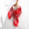 Hip Hop black red printed 100% natural silk scarf 51*51cm small squares headband kerchief neck wrap