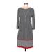 Tacera Casual Dress - Sheath Crew Neck 3/4 sleeves: Gray Dresses - Women's Size Medium Petite