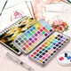 Portable 100 Color Solid Pigment Watercolor Manicure Nail Draw DIY Painting Kit Glitter Watercolor