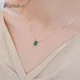 Metiseko 925 Sterling Silver Emerald Color Necklace 14K Yellow Gold Plated Square Cubic Zirconia