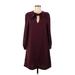 H&M Casual Dress - Mini Tie Neck 3/4 sleeves: Burgundy Print Dresses - Women's Size 6