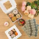 30PCS+2 stickers 6inch Cake Boxes with Window Bakery Boxes Pastry Boxes for Cake Pastries