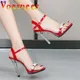 Scarpe da donna 2022 estate nuovi sandali Open Toe Color caramella 11CM brillanti scarpe a spillo