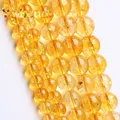 Perles de Citrines naturelles 100% A + en cristal jaune Quartz rondes amples pour la fabrication