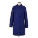 Lands' End Jacket: Mid-Length Blue Print Jackets & Outerwear - Women's Size Medium