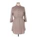 Forever 21 Casual Dress - Shirtdress Collared 3/4 sleeves: Gray Print Dresses - Women's Size X-Large