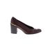 Stuart Weitzman Heels: Slip-on Chunky Heel Work Burgundy Print Shoes - Women's Size 8 1/2 - Round Toe