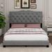 Winston Porter Rodanthi Upholstered Modern Velvet Platform Bed w/ Rivet Design, Tufted Headboard in Gray | 47.6 H x 64.2 W x 84.3 D in | Wayfair