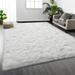 White Rectangle 5' x 8' Living Room Area Rug - White Rectangle 5' x 8' Area Rug - Mercer41 Large Shag Area Rugs 6 X 9, Tie-Dyed Plush Fuzzy Rugs For Living Room, Ultra Soft Fluffy Furry Rugs For Bedroom | Wayfair