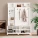 Hokku Designs Hall Tree w/ Shoe Bench, Coat Rack, Shoe Storage, Storage Shelves & Pegboard, For Hallways, Halls & Bedrooms in White | Wayfair