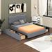 Red Barrel Studio® Elrita Queen Size PU Leather Platform Bed w/ 4 Drawers Upholstered/Faux leather in Gray | 42.9 H x 64.5 W x 86 D in | Wayfair