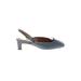 ALOHAS Mule/Clog: Pumps Chunky Heel Work Blue Print Shoes - Women's Size 37 - Almond Toe