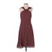 Banana Republic Factory Store Cocktail Dress - A-Line: Burgundy Print Dresses - Women's Size 4