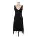 Elie Tahari Cocktail Dress - Midi Plunge Sleeveless: Black Solid Dresses - New - Women's Size 6