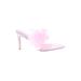 Azalea Wang Mule/Clog: Slide Stiletto Cocktail Party Pink Solid Shoes - Women's Size 9 - Open Toe