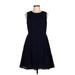 Cynthia Rowley TJX Casual Dress - A-Line High Neck Sleeveless: Blue Solid Dresses - Women's Size 12