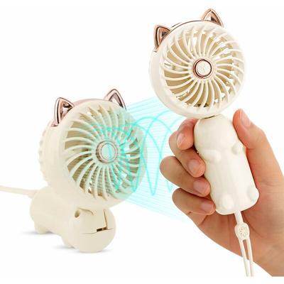 Tragbarer Mini-Ventilator mit wiederaufladbarem Akku und 3 Geschwindigkeiten, niedlicher kleiner Image