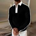 Men's Polo Shirt Quarter Zip Polo Outdoor Street Turndown Quarter Zip Long Sleeve Fashion Streetwear Color Block Striped Zipper Quarter Zip Summer Spring Regular Fit Black-White Black White Polo Shirt