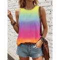 Women's Tank Top Vest Tie Dye Feather Casual Print Pink Sleeveless Vintage Ethnic Crew Neck Summer