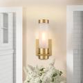 IModern Wall Light Fixture Nickel 1 PCS Wall Sconce Bathroom Wall Lighting with Cylinder Clear Glass Shade for Bathroom 110-240V