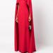 Marchesa Embroidered Cape Effect Crepe Column Gown - Red - 2