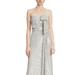 Badgley Mischka Strapless Metallic Sequined Gown With Bow - Grey - 0