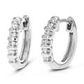 Vir Jewels 1/4 Cttw Diamond Hoop Earrings For Women, Round Lab Grown Diamond Earrings In .925 Sterling Silver, Channel Setting - 14 mm H x 3 mm W - Grey