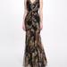 Marchesa Notte V-Neck Ruched Gown - Black - 8