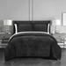 Chic Home Design Ryland 7 Piece Comforter Set Ribbed Textured Microplush Sherpa Bed In A Bag - Black - QUEEN