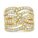 Haus of Brilliance 10K Yellow Gold 3.00 Cttw Diamond Multi Row Bypass Wave Cocktail Band Ring - J-K Color, I1-I2 Clarity - Ring Size 9 - Yellow - 9