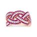 Haus of Brilliance 18K Rose Gold Red Ruby And 7/8 Cttw Diamond Woven Braided Band Ring (F-G Color, VS1-VS2 Clarity) - Ring Size 7 - Gold - 7