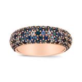 Haus of Brilliance 18K Rose Gold Multi Row Blue Sapphire Domed Top Band Ring - Ring Size 7 - Gold - 7