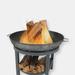 Sunnydaze Decor Sunnydaze 30 in Round Cast Iron Fire Pit Bowl with Built-In Log Rack - Grey