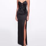 Marchesa Notte Sleeveless Beaded Stretch Charmeuse Column Gown - Black - 0