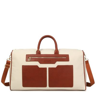 Badgley Mischka Luggage Juliet Canvas Weekender Duffel Travel Bag - White - STANDARD
