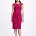 Marchesa Notte Boat Neck Fauna Cocktail Dress - Fuchsia - Red - 8