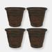 Sunnydaze Decor Sunnydaze Arabella Outdoor Double-Walled Flower Pot Planter - Brown - 4 PACK