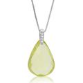 Vir Jewels 11 cttw Pendant Necklace, Lemon Quartz Pear Shape Pendant Necklace For Women In .925 Sterling Silver With Rhodium Plating - Green